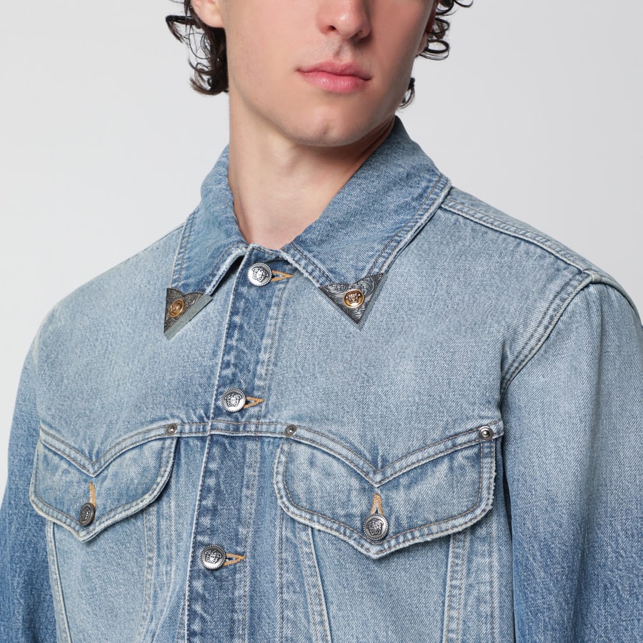 Versace Giacca in denim stonewashed blu medio, view 4