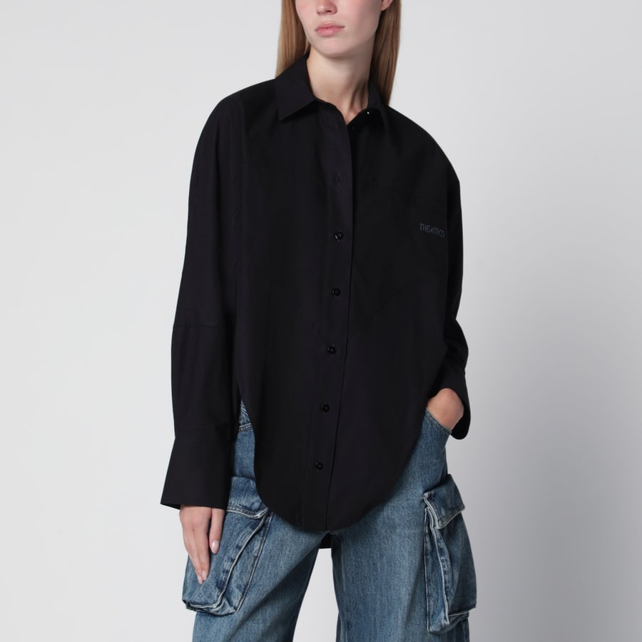 The Attico Camicia in cotone nera con logo