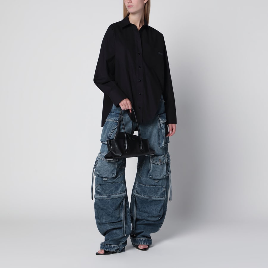 The Attico Camicia in cotone nera con logo, view 2