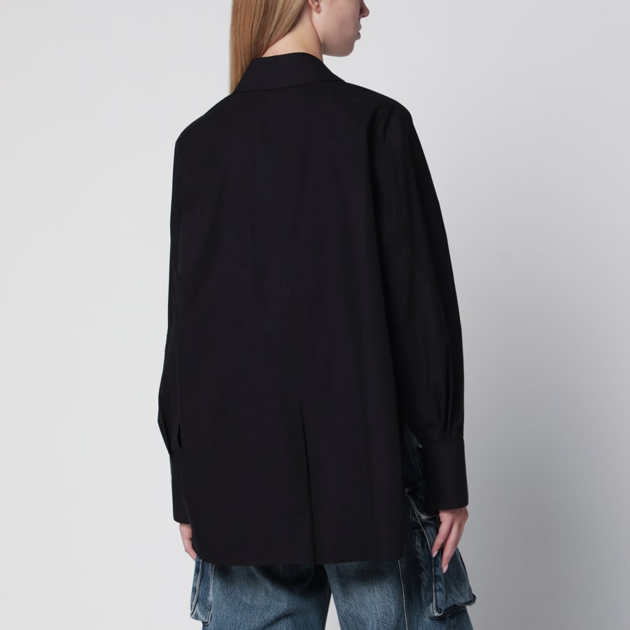 The Attico Camicia in cotone nera con logo, view 3