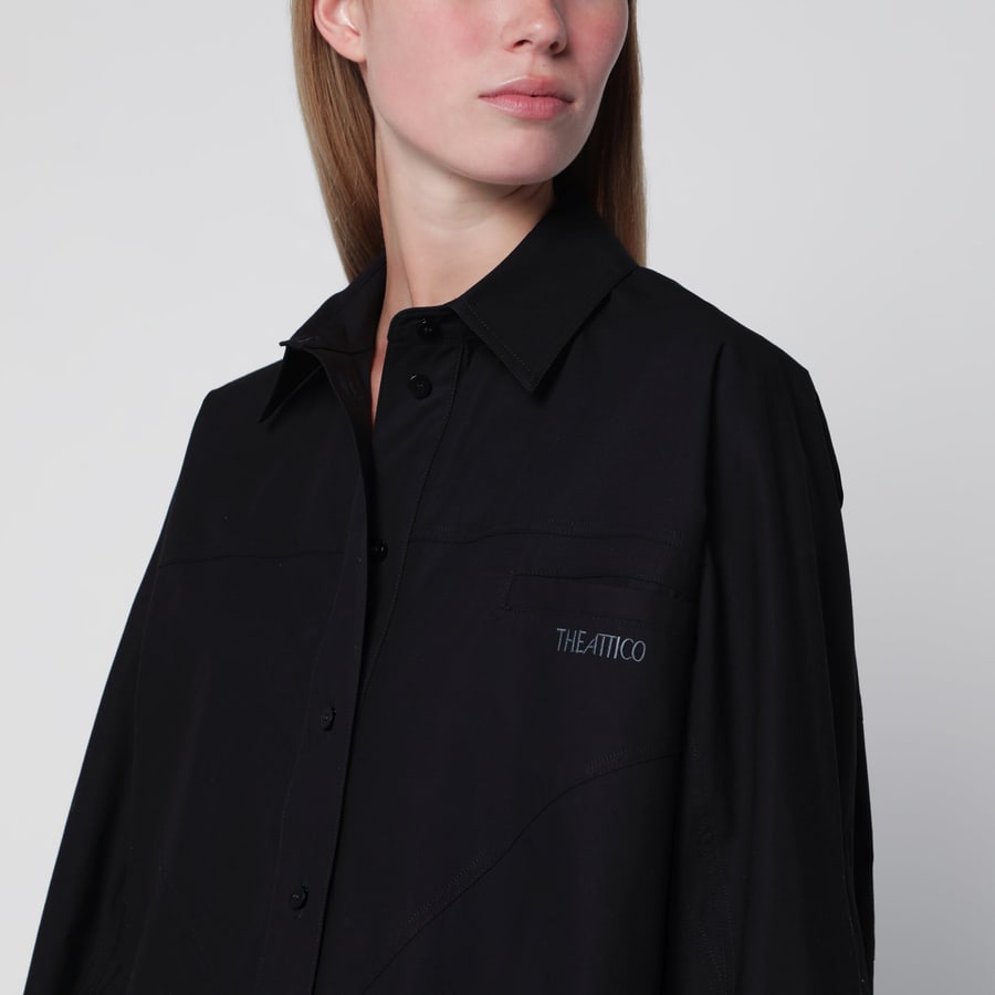 The Attico Camicia in cotone nera con logo, view 4