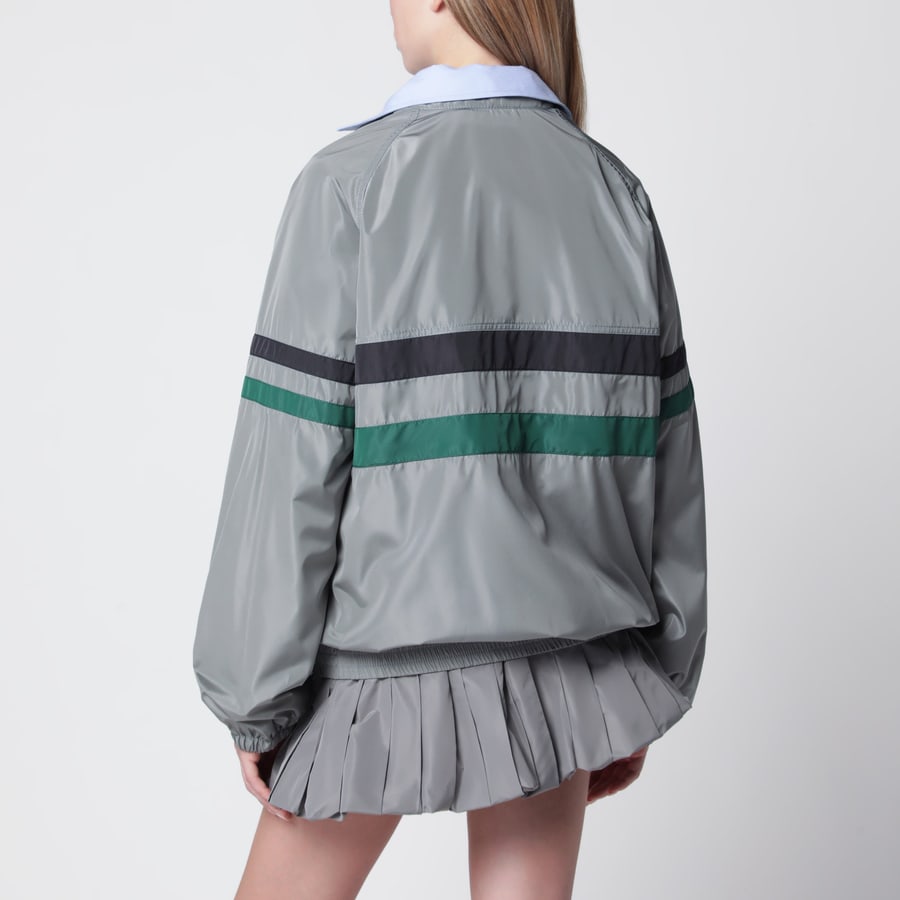 Miu Miu Blouson oversize in seta tec color piombo, view 3