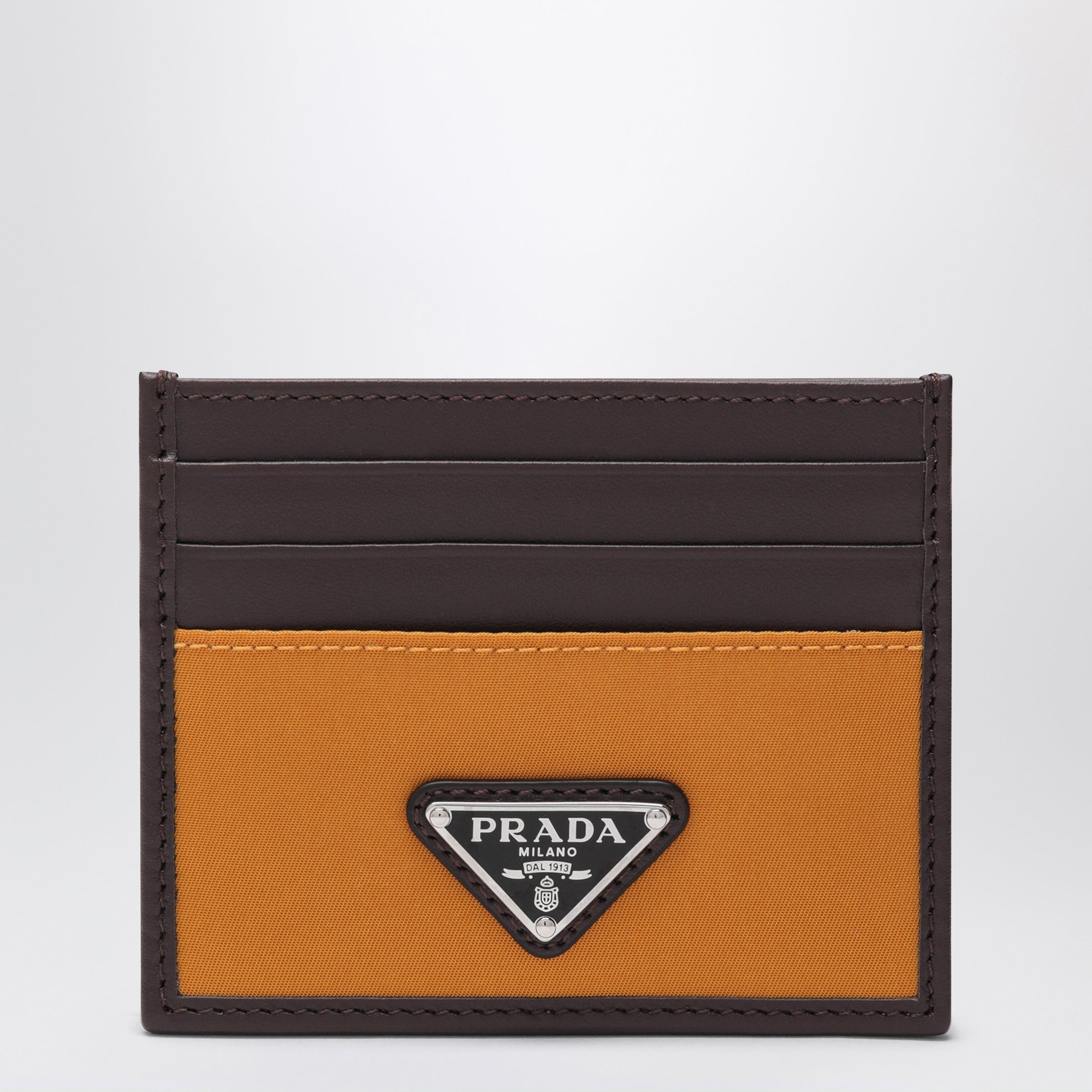 Prada Portacarte Prada Speedrock in Re-Nylon e pelle ambra