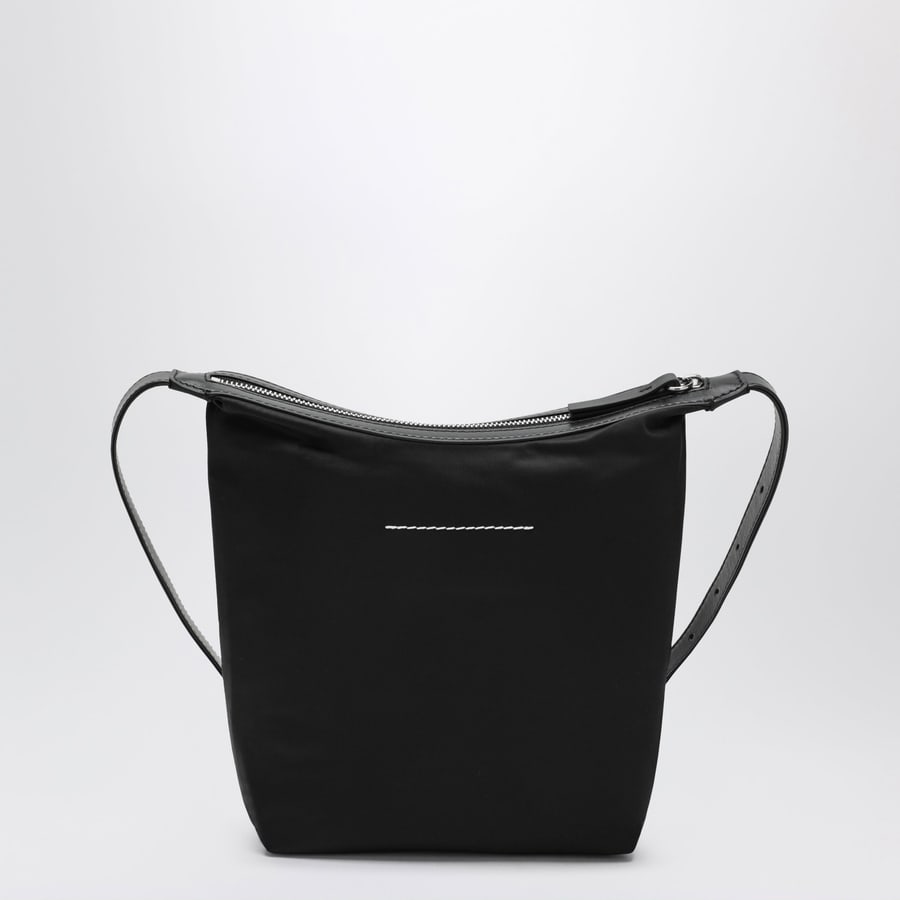 MM6 Borsa a tracolla Numeric Vertical in nylon nera, view 4