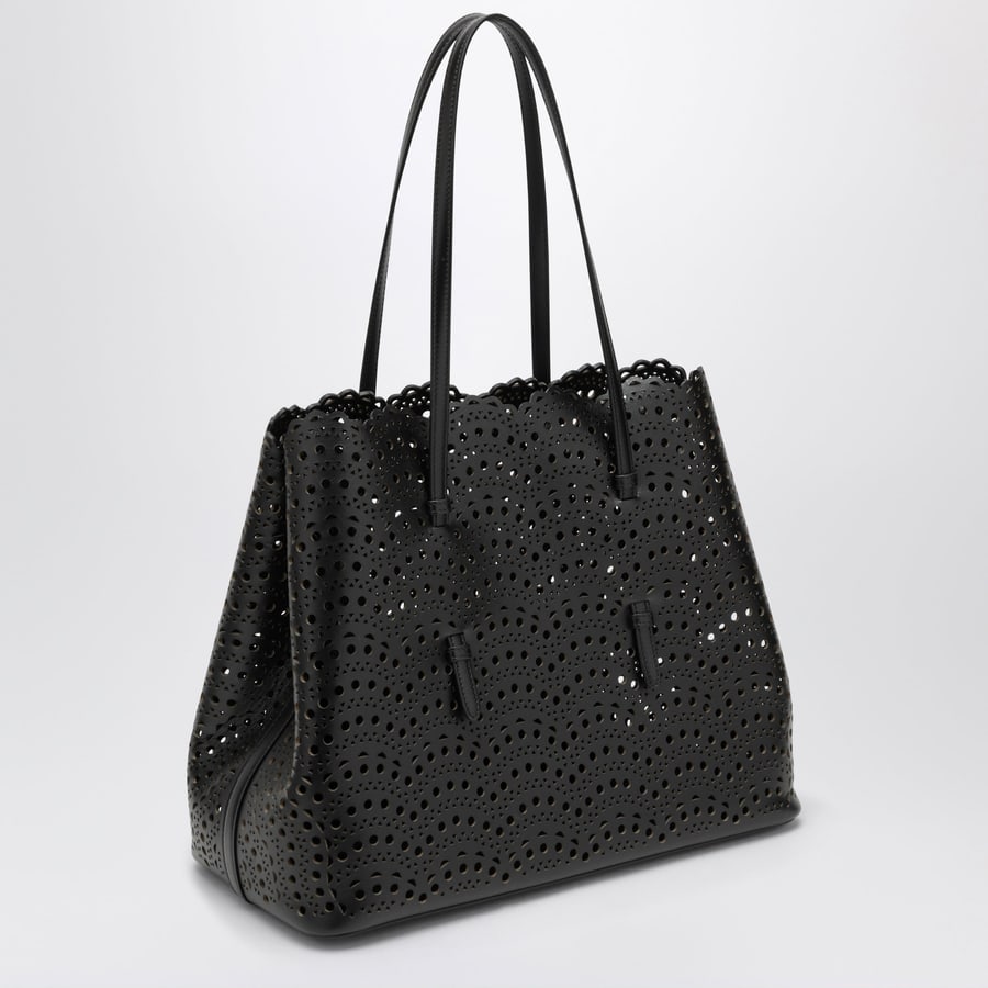 Alaïa Borsa Mina 37 nera in pelle di vitello, view 3
