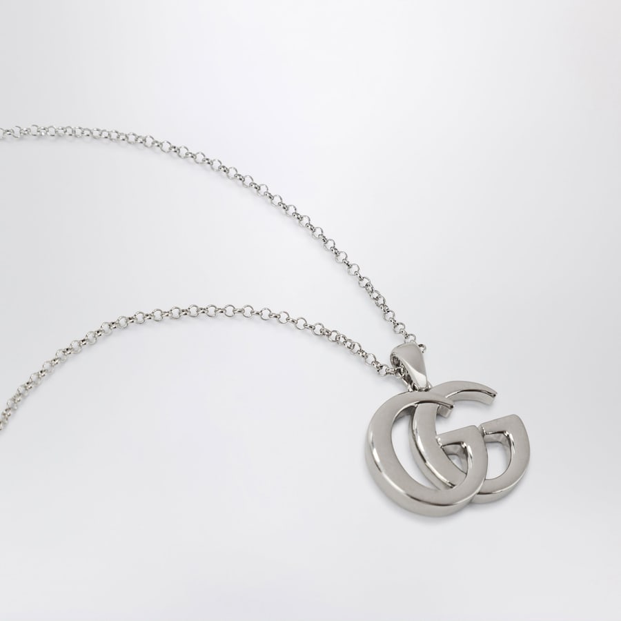 Gucci Collana GG Marmont con pendente Doppia G color argento, view 3