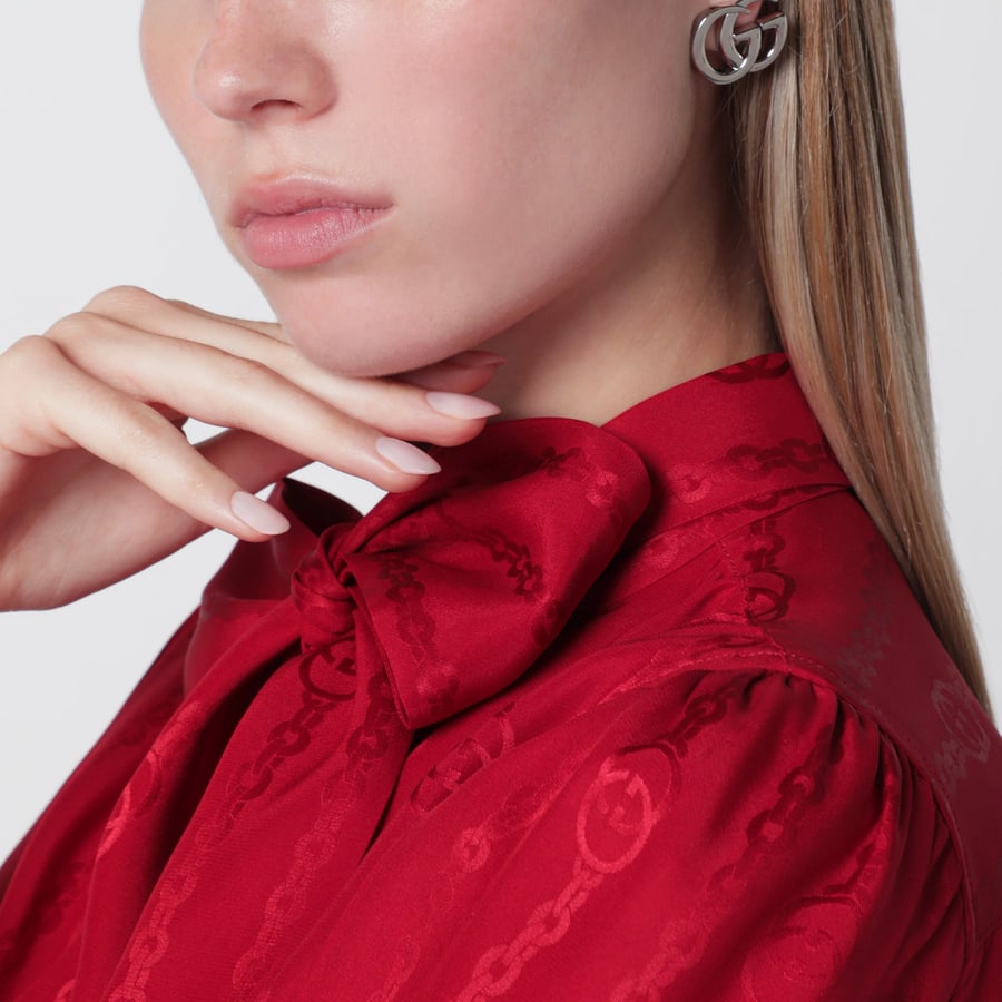 Gucci Orecchini GG Marmont in ottone color argento, view 2