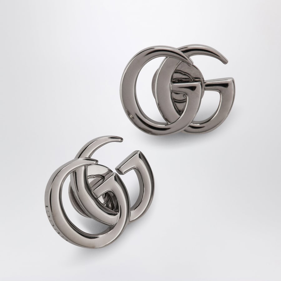 Gucci Orecchini GG Marmont in ottone color argento, view 3