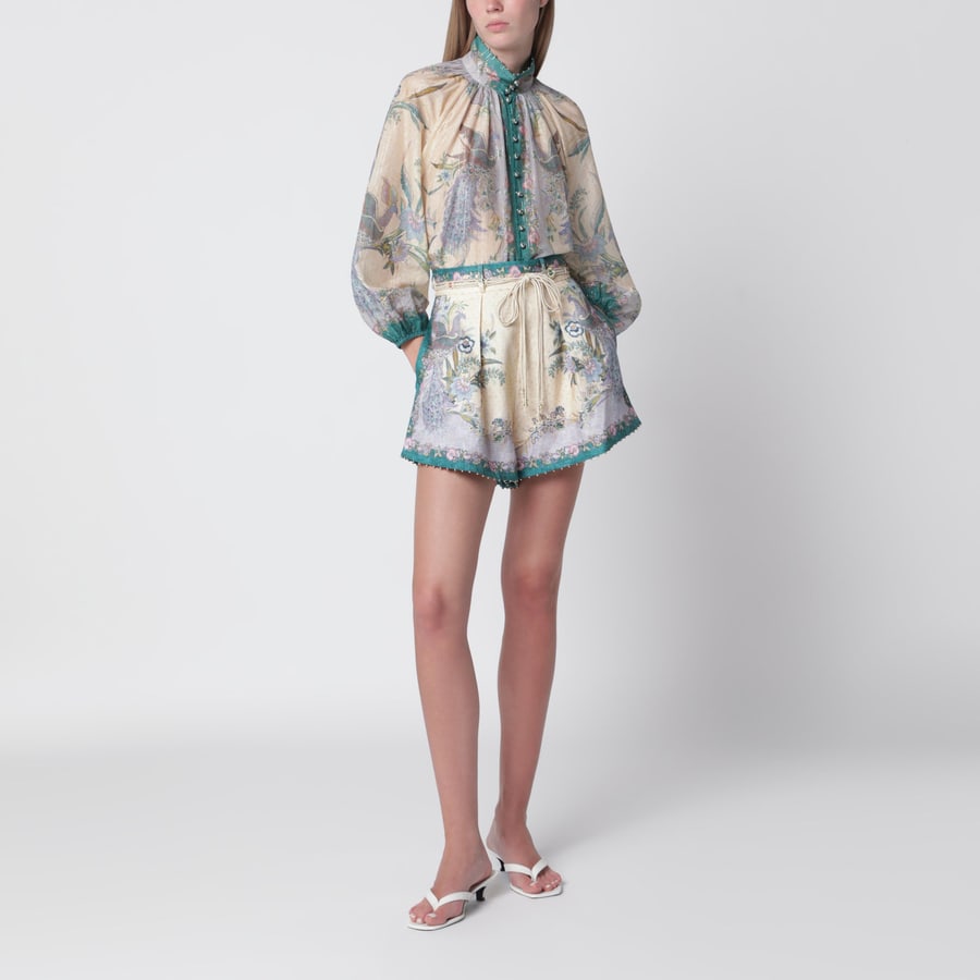 Zimmermann Camicia Indra in cotone e seta color crema, view 2