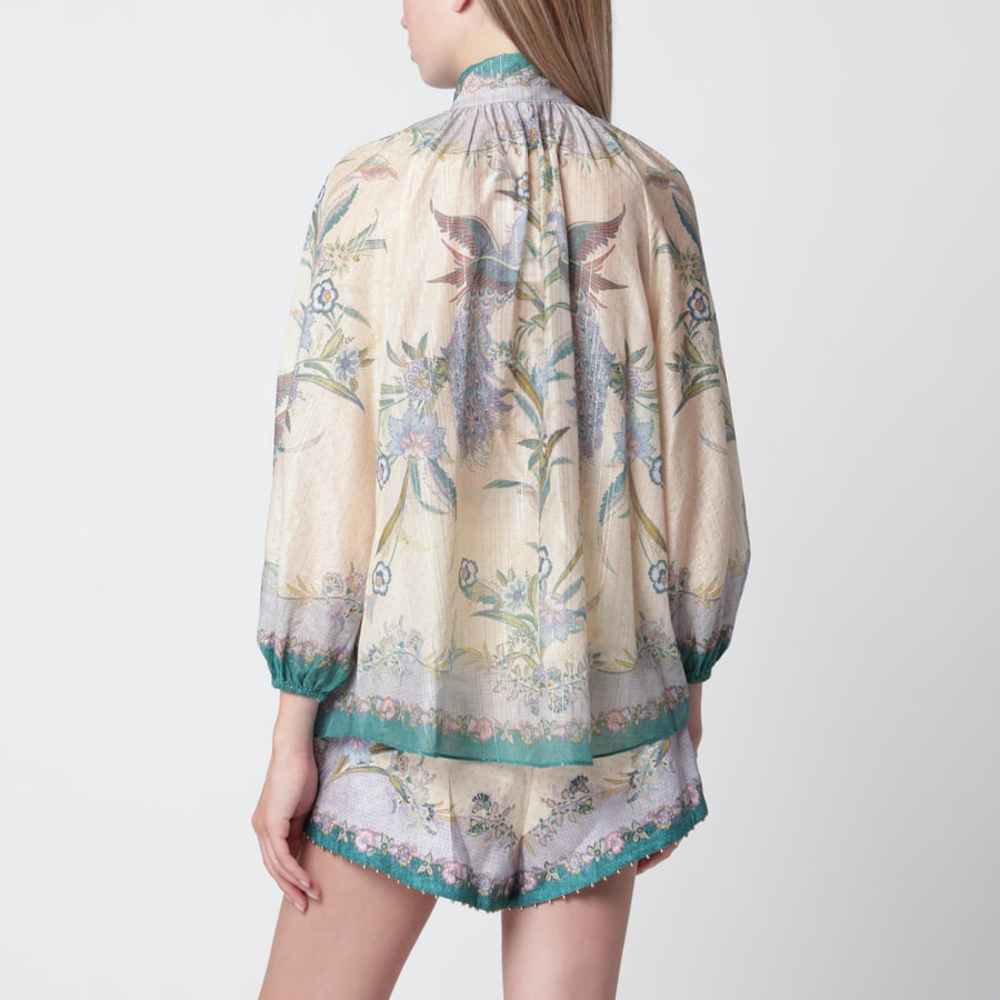 Zimmermann Camicia Indra in cotone e seta color crema, view 3