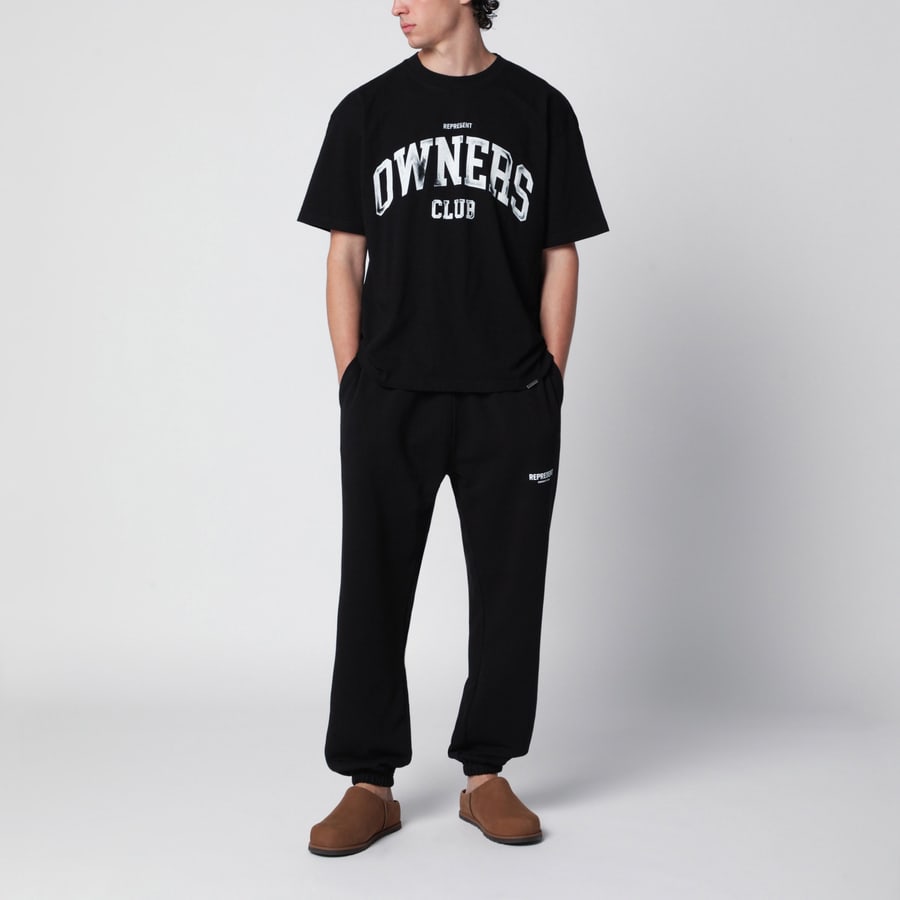 REPRESENT Pantalone jogging nero in cotone, view 2