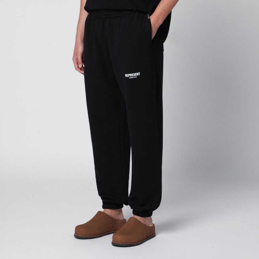 REPRESENT Pantalone jogging nero in cotone, view 3
