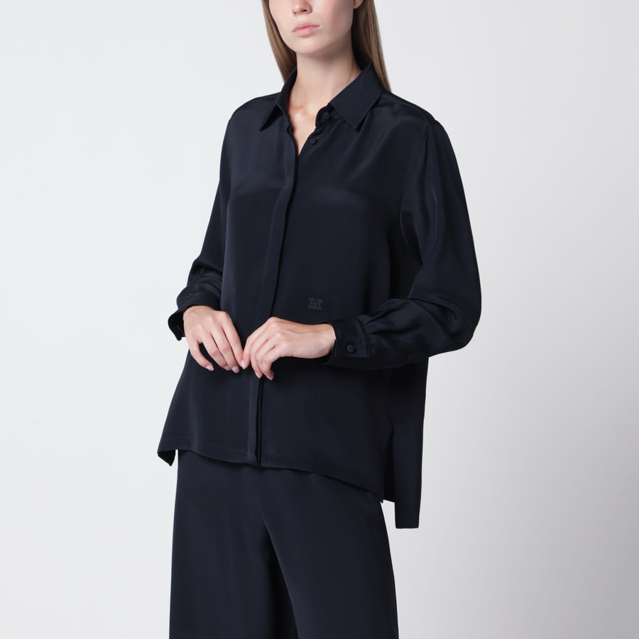 Max Mara Camicia blu marino in seta
