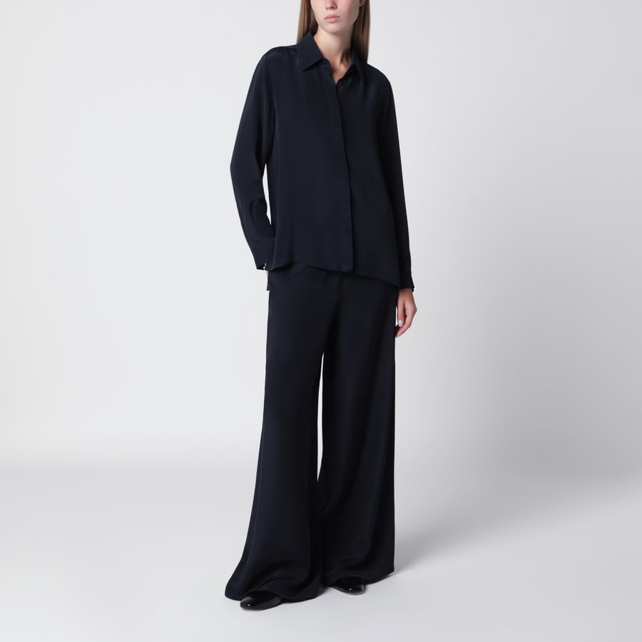 Max Mara Camicia blu marino in seta, view 2