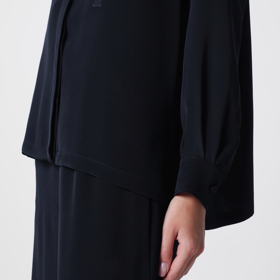 Max Mara Camicia blu marino in seta, view 4