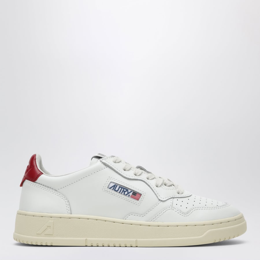 Autry Sneakers Medalist Low in pelle bianca/rosso scuro