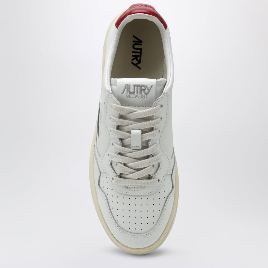 Autry Sneakers Medalist Low in pelle bianca/rosso scuro, view 3