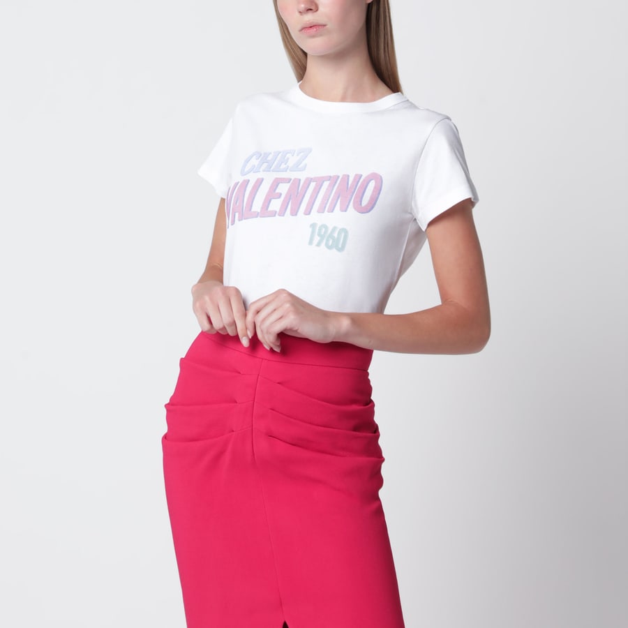 Valentino Garavani T-shirt bianca in cotone con stampa logo