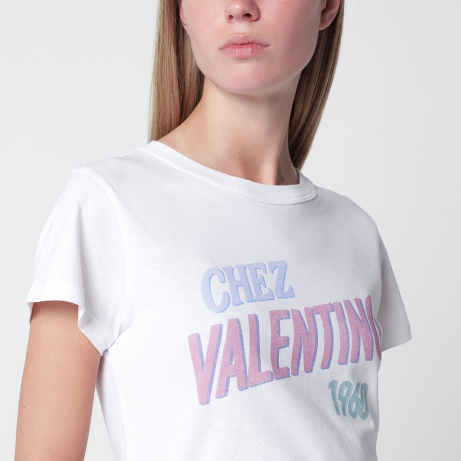 Valentino Garavani T-shirt bianca in cotone con stampa logo, view 4