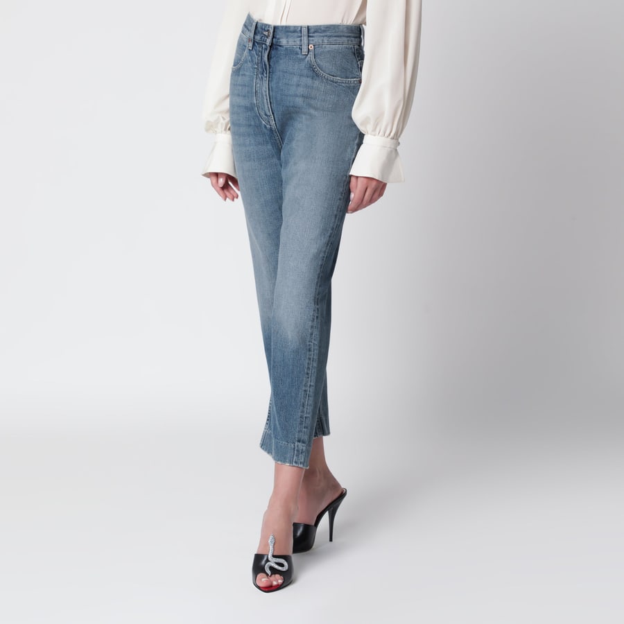 Valentino Garavani Jeans blu medio con VPatch sul retro, view 3