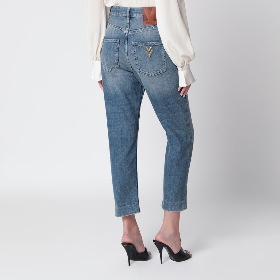 Valentino Garavani Jeans blu medio con VPatch sul retro, view 4
