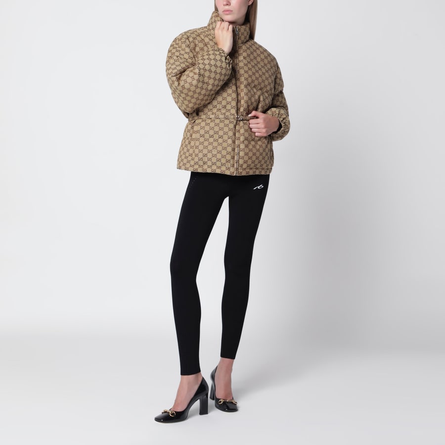 Gucci Giubbotto con cintura in tessuto GG beige, view 2
