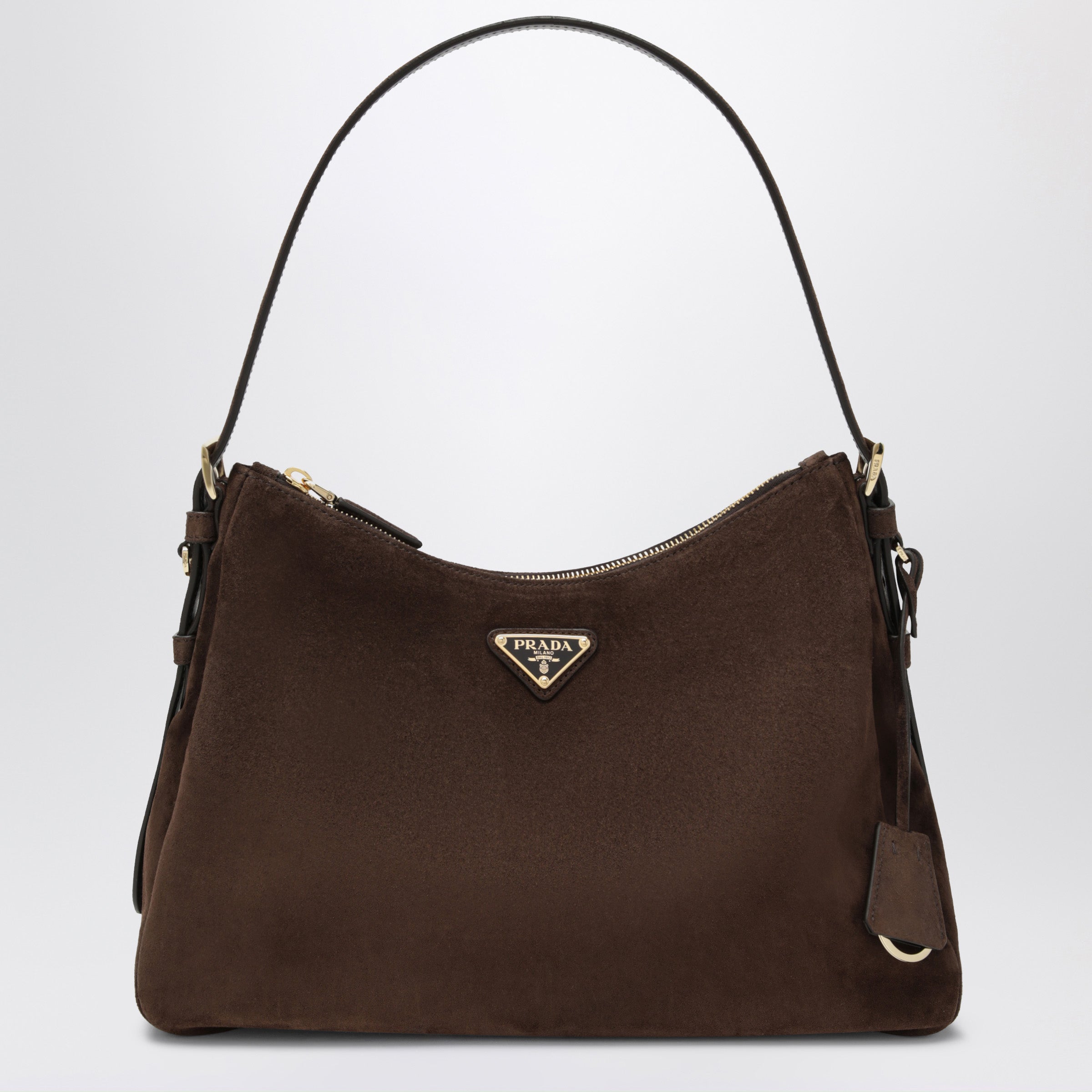Prada Borsa marrone testa di moro in suede