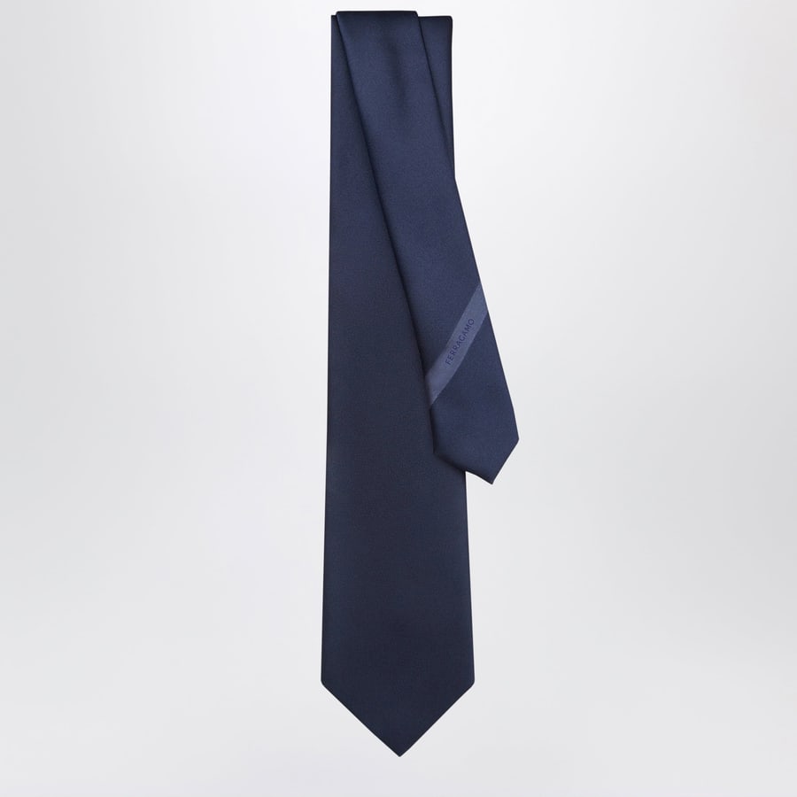 Ferragamo Cravatta in seta blu notte, view 2