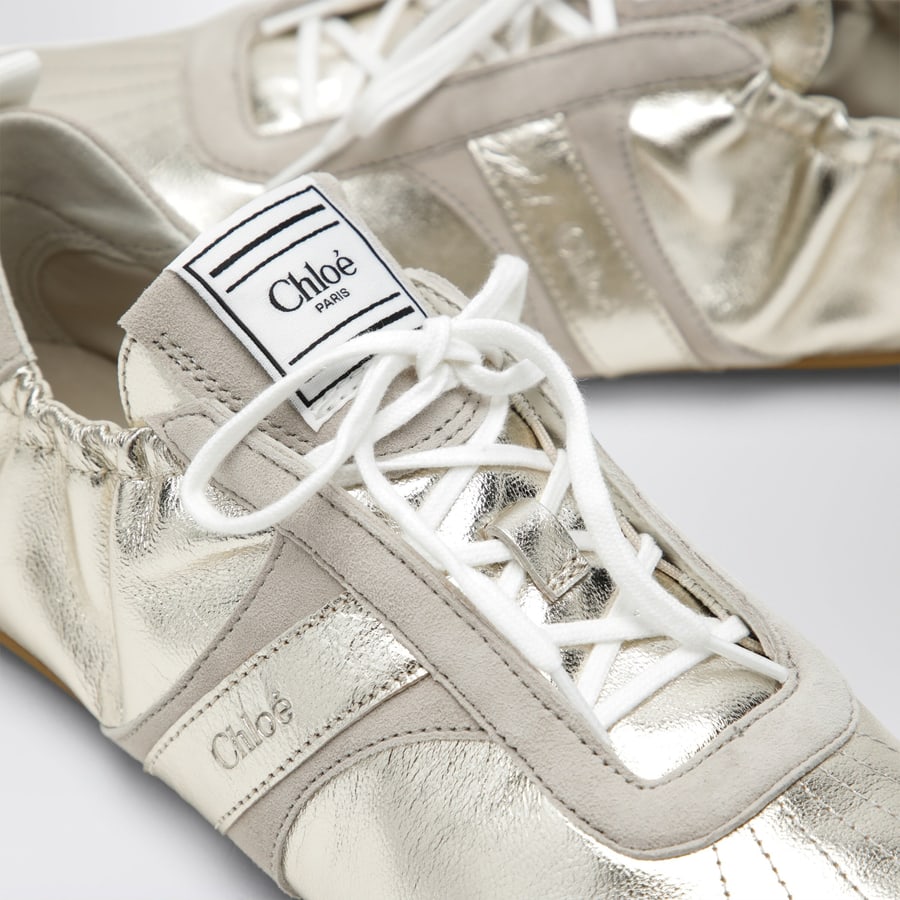 Chloé Sneakers Chloé Kick effetto metallizzato palladio, view 5