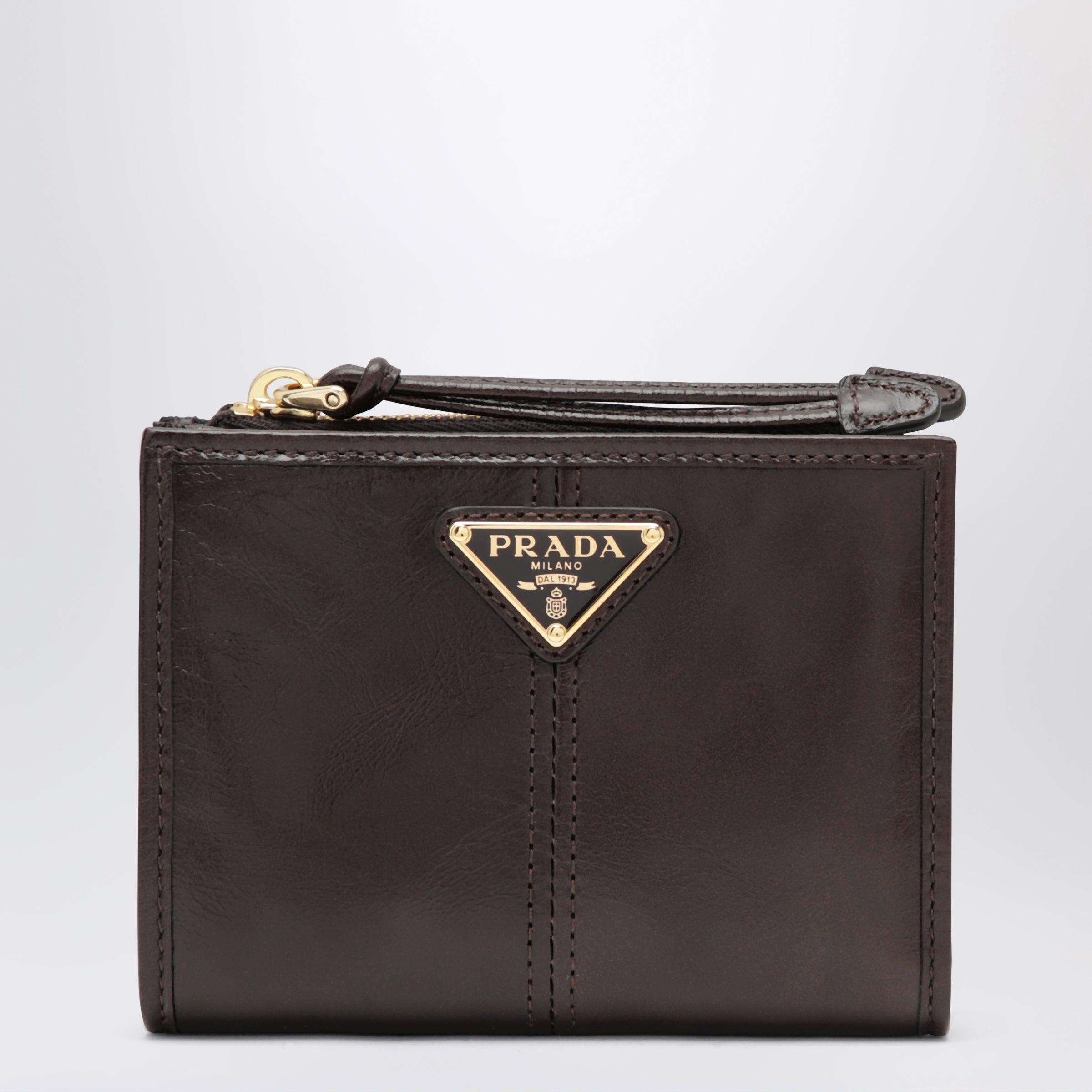 Prada Portafoglio piccolo in pelle color moro