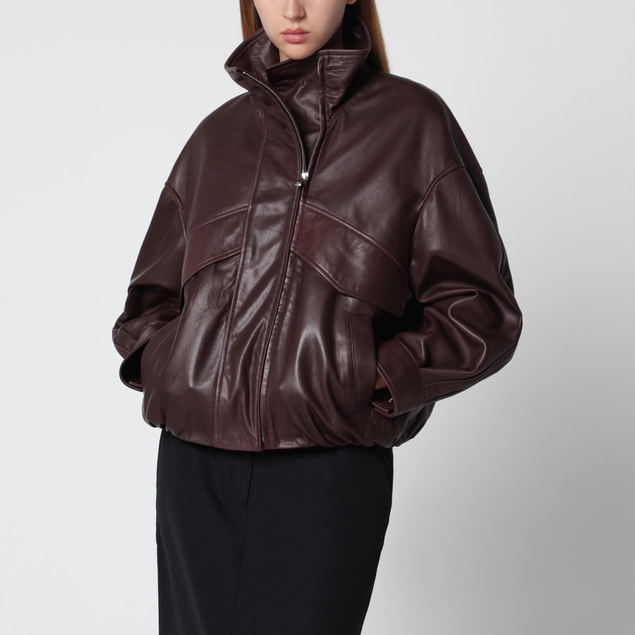 NOUR HAMMOUR Bomber Roland marrone ebano in pelle
