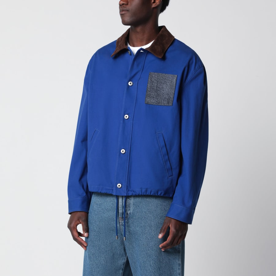 Loewe Giacca a maniche lunghe blu in cotone e pelle