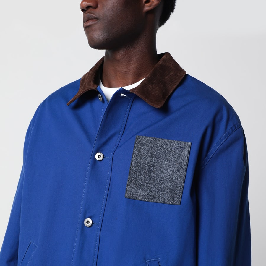 Loewe Giacca a maniche lunghe blu in cotone e pelle, view 4