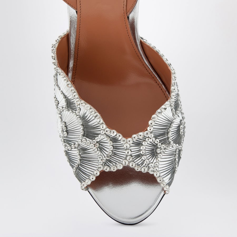 AQUAZZURA Sandali Ce Soir argento in nappa, view 3