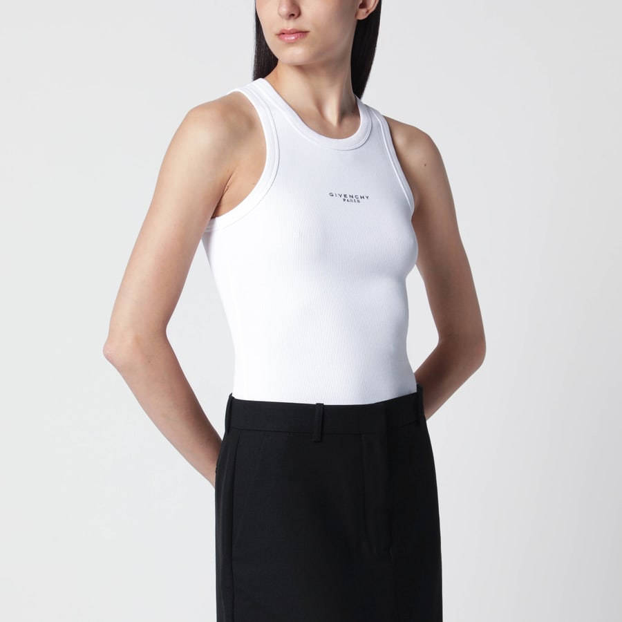 Givenchy Canotta taglio slim bianca con logo