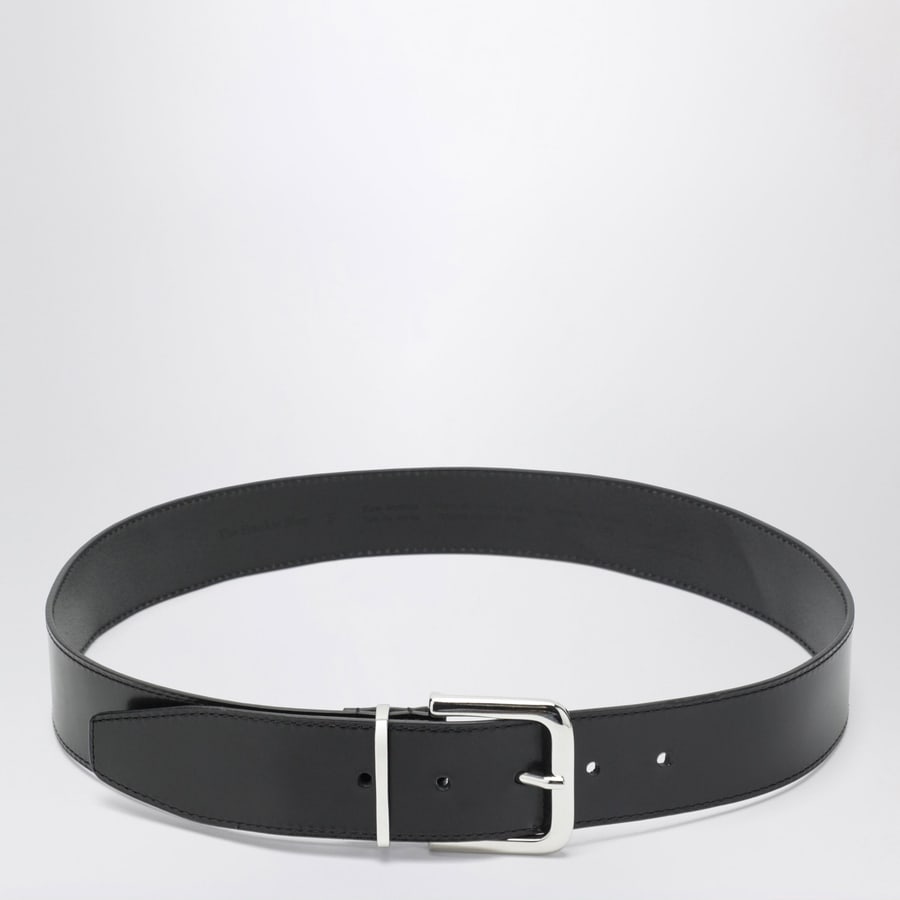 THE FRANKIE SHOP Cintura Sarno in pelle liscia nera con fibbia argento