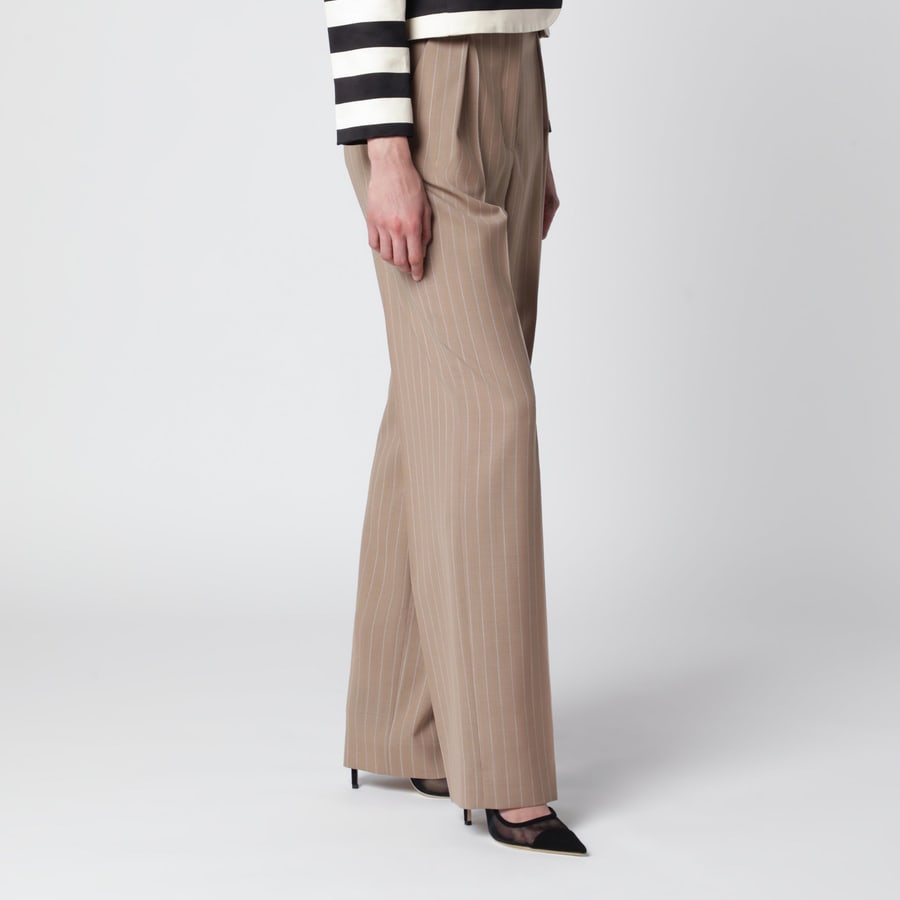 Valentino Garavani Pantalone color fango gessato in lana, view 3