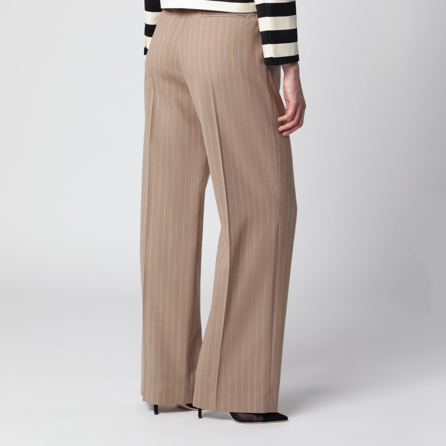 Valentino Garavani Pantalone color fango gessato in lana, view 4