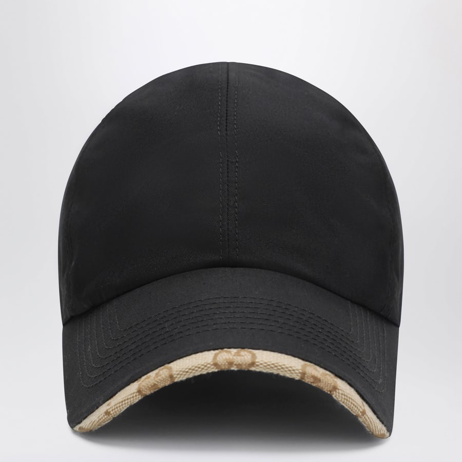 Gucci Cappellino da baseball in cotone nero con bordo GG