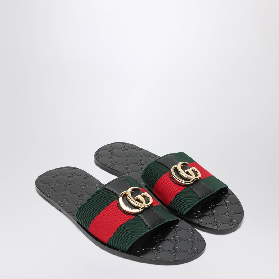 Gucci Slide Riviera in pelle neri, view 2