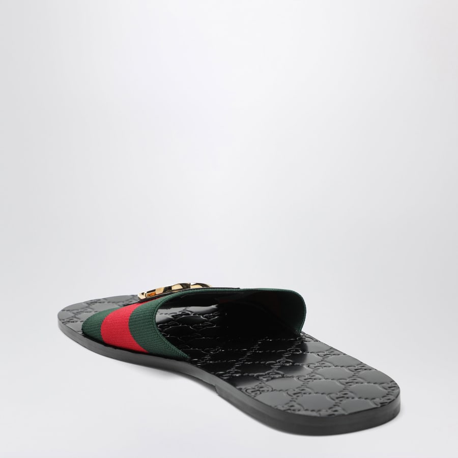 Gucci Slide Riviera in pelle neri, view 4