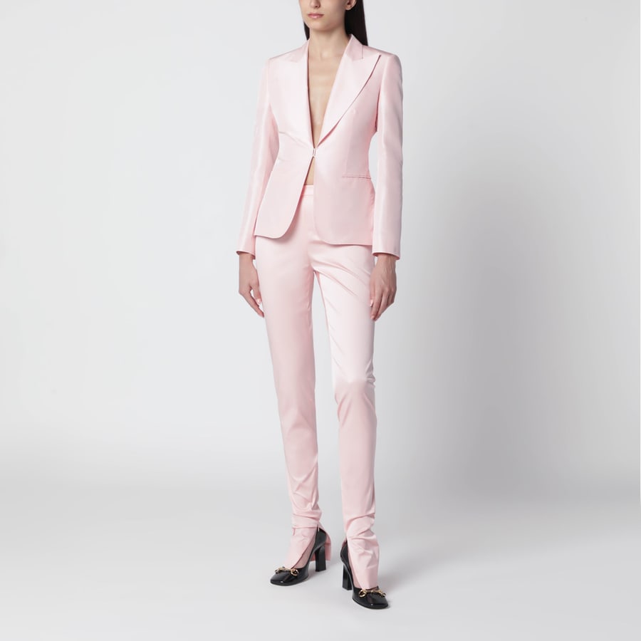Gucci Giacca in faille di seta rosa, view 2