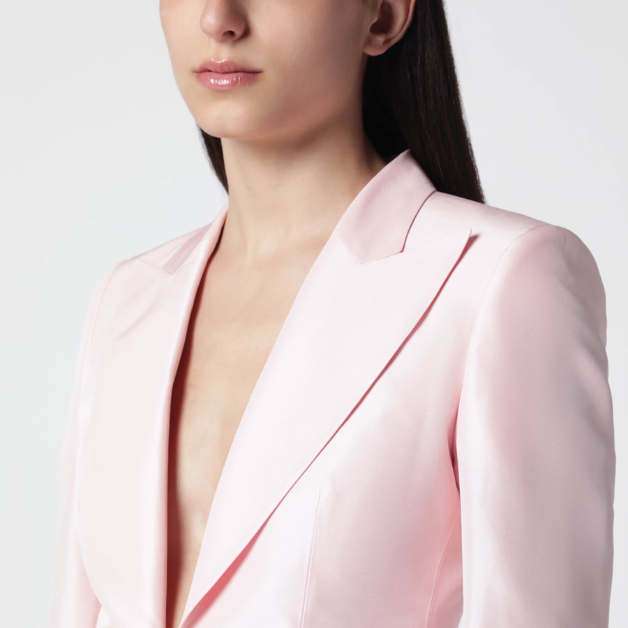 Gucci Giacca in faille di seta rosa, view 4
