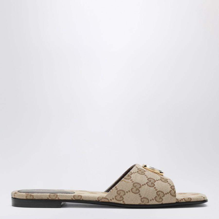 Gucci Slide con doppia G in tela GG beige sabbia