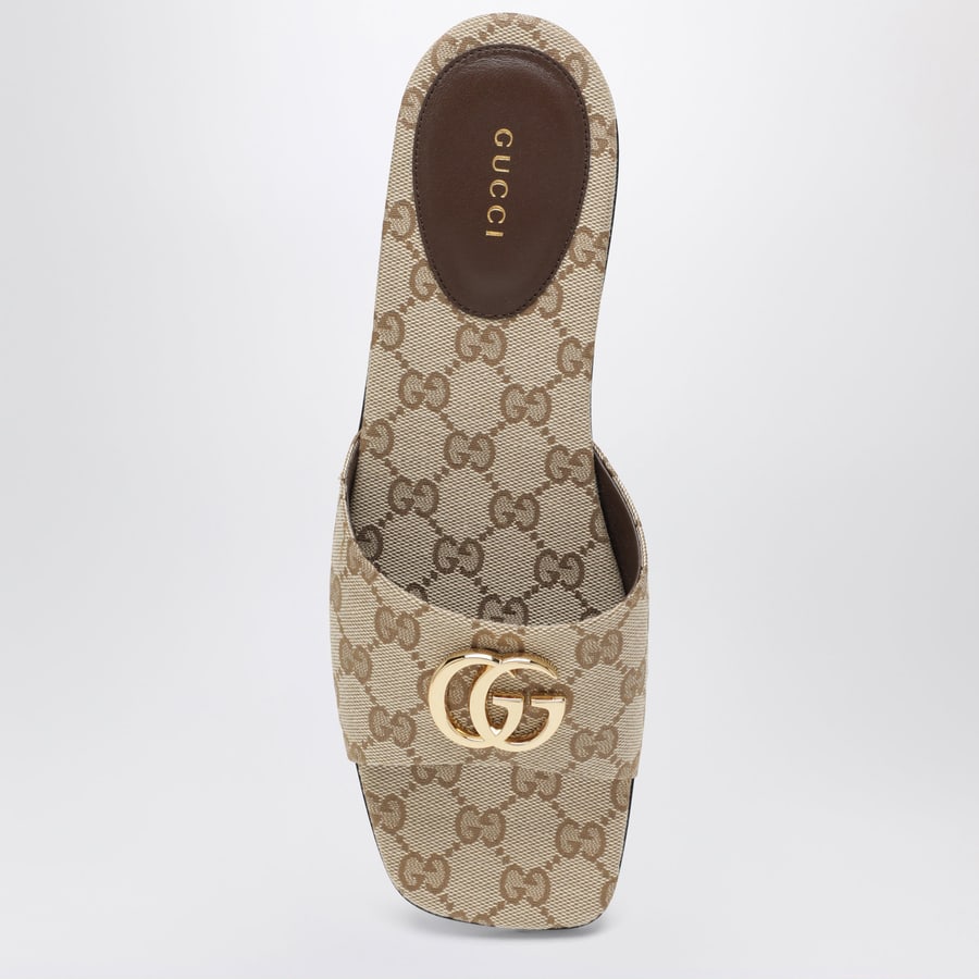 Gucci Slide con doppia G in tela GG beige sabbia, view 3