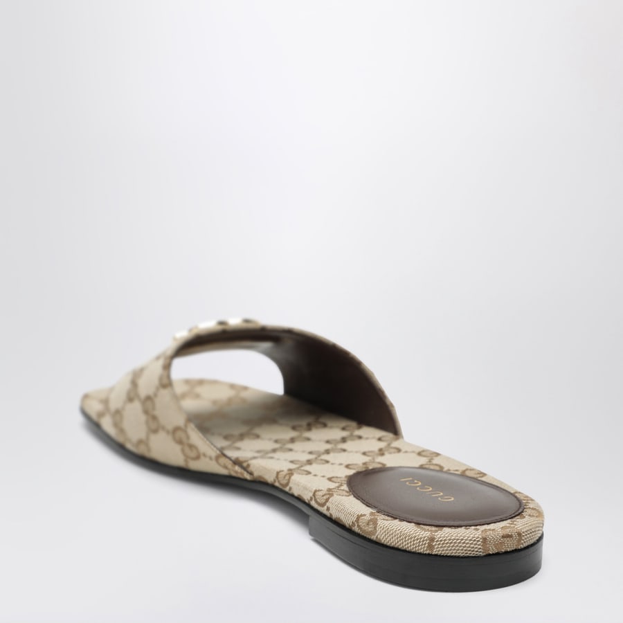 Gucci Slide con doppia G in tela GG beige sabbia, view 4