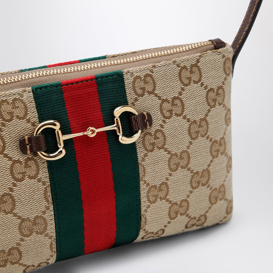 Gucci Borsa a spalla in tessuto GG color sabbia, view 6