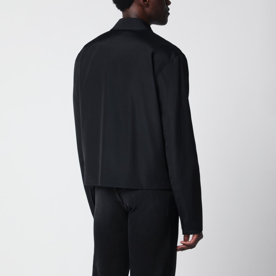 Gucci Giacca con zip in faille di cotone e acetato nera, view 3