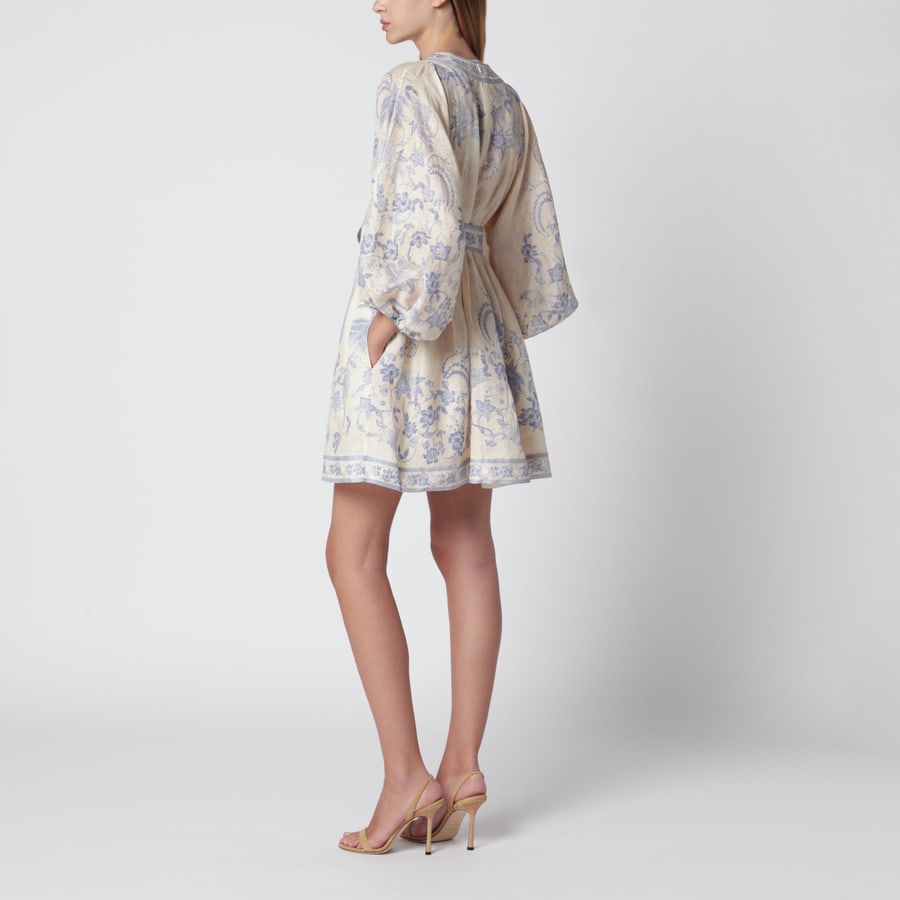 Zimmermann Abito Indra Plunge in lino crema/lilla, view 3