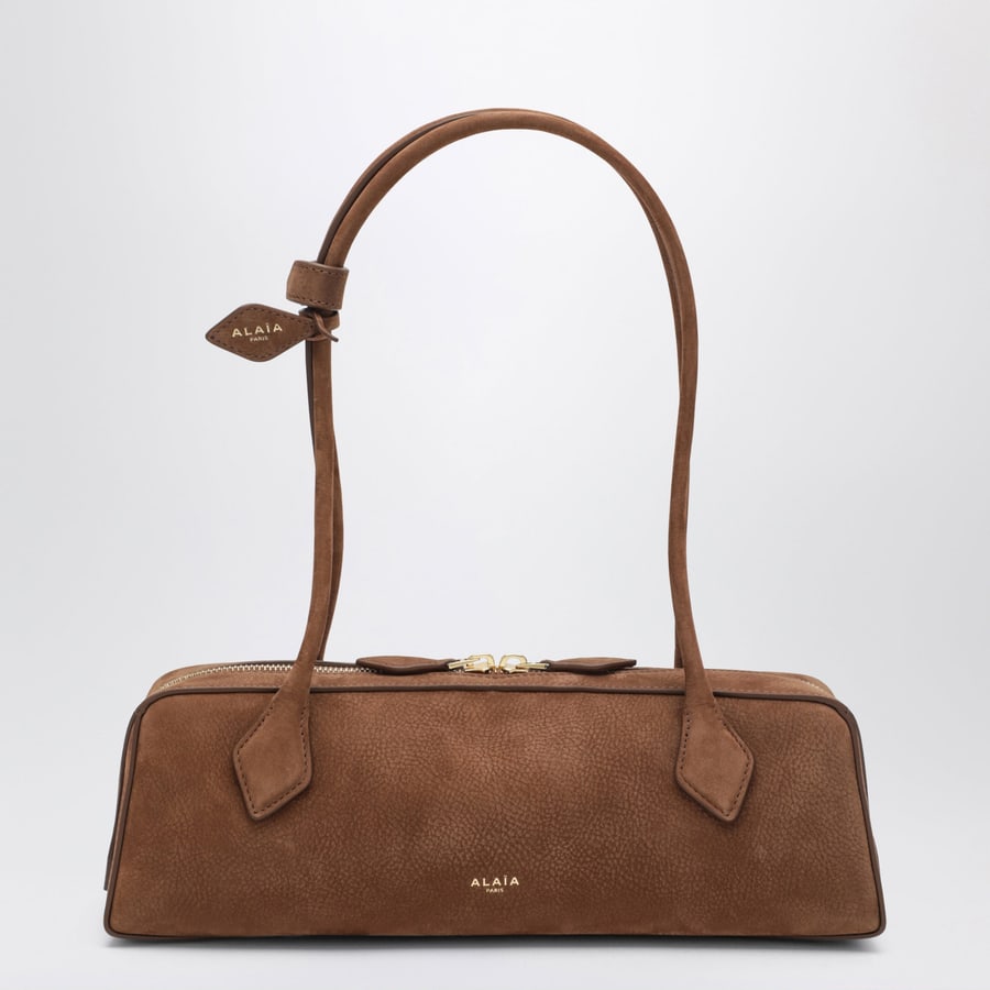 Alaïa Borsa Le Teckel media in pelle nabuk marrone